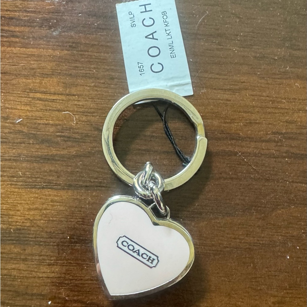 Light pink and silver Coach purse charm keychain